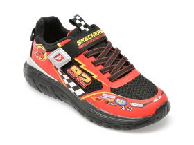 Pantofi SKECHERS rosii, SKECH TRACKS, din piele ecologica