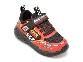 Pantofi SKECHERS rosii, SKECH TRACKS, din piele ecologica