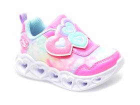 Pantofi SKECHERS roz, HEART LIGHTS, din material textil