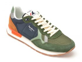 Pantofi sport PEPE JEANS kaki, BRIT MIX,  din material textil