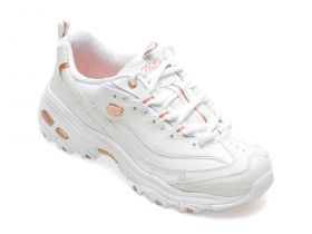 Pantofi sport SKECHERS albi, D LITES, din piele naturala