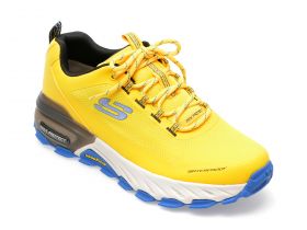 Pantofi sport SKECHERS galbeni, MAX PROTECT, din material textil si piele ecologica