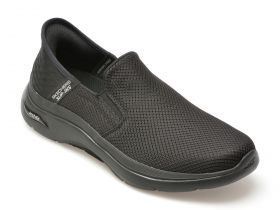 Pantofi sport SKECHERS negri, GO WALK ARCH FIT 2.0, din piele ecologica