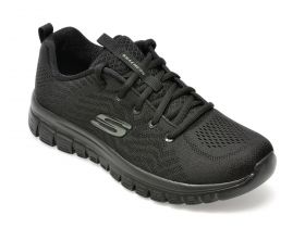 Pantofi sport SKECHERS negri, GRACEFUL, din material textil