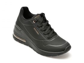 Pantofi sport SKECHERS negri, MILLION AIR, din piele ecologica