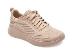 Pantofi sport SKECHERS nude, BOBS SQUAD CHAOS, din material textil