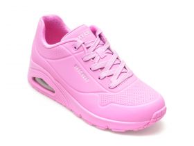 Pantofi sport SKECHERS roz, UNO, din piele ecologica