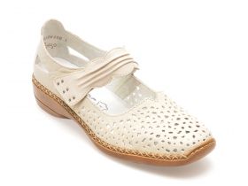 Pantofi casual RIEKER bej, 41399, din piele naturala