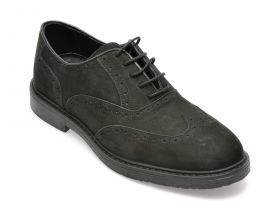 Pantofi OTTER negri, EF88, din nabuc