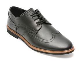 Pantofi OTTER negri, TUR101, din piele naturala