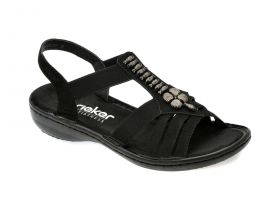 Sandale casual RIEKER negre, 60806, din piele ecologica