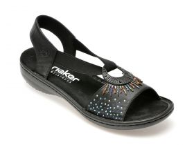 Sandale casual RIEKER negre, 60880, din piele ecologica