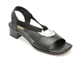 Sandale casual RIEKER negre, 626621, din piele naturala