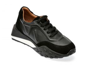 Pantofi casual EPICA negri, 1187068, din piele naturala