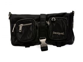 Poseta DESIGUAL neagra, SAXY21, din material textil