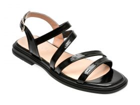 Sandale casual EPICA negre, 5572400, din piele naturala lacuita