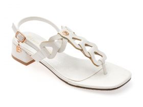 Sandale casual LAURA BIAGIOTTI albe, 8506, din piele ecologica