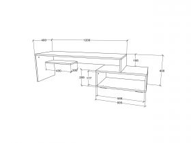 Comoda TV Deli, Antracit/Alb, 120 x 40 x 40 cm