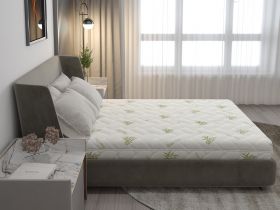 Saltea cu spumă poliuretanică Confort 4Family Aloe Vera 180x190 Somnart, înălțime 14 cm, husă lavabilă și detașabilă cu fermoar, fermitate medie