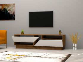 Comoda TV Koza, Puqa Design, 160x40x45 cm, maro/alb