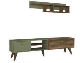 Mobilier pentru living Heron, Tera Home, 2 piese, 180x32.5x48 cm, maro/verde