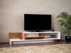 Comoda TV, Wooden Art, Wrap White Walnut, 161.8x30.6x39 cm