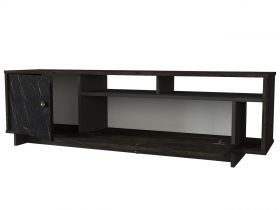 Comoda TV Artem, Talon, 140 x 34.8 x 47.4, negru/walnut inchis