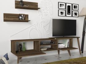 Comoda TV cu rafturi de perete Paros, Talon, 190 x 50.5 cm/60 x 14.5 cm, walnut