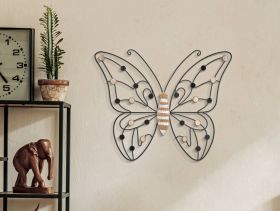 Decoratiune de perete Butterfly, Mauro Ferretti, 39.5 x 33.5 cm, fier/MDF, maro/negru