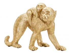 Decoratiune Monkey Mom, Mauro Ferretti, 29.5x11.5x18.5 cm, polirasina, auriu