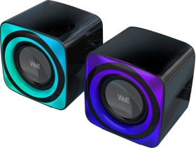 sistem de boxe well 2.0 brw01, usb, 18w, lumina rgb, bluetooth