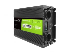 Green Cell PowerInverter LCD 12 volt 2000W/40000W car inverter with display - pure sine wave (INVGC12P2000LCD)