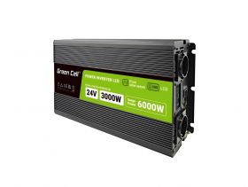 Green Cell PowerInverter LCD 24 V 3000W/60000W vehicle inverter with display - pure sine wave (INVGC24P3000LCD)