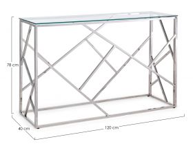 Consola Rayan, Bizzotto, 120 x 40 x 78 cm, inox/sticla temperata