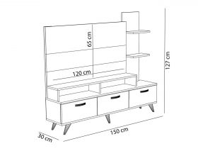 Comoda TV, Decorotika, Lover, 150x127x30 cm, Alb/Maro