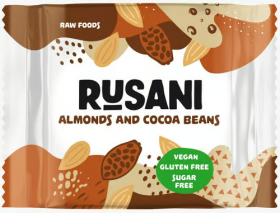 Biscuiti vegani cu migdale si boabe de cacao, 40g, Rusani