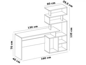 Birou Next, Decorotika, 160x40x135 cm, alb