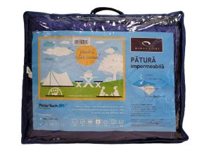 Patura cocolino picnic impermeabila 3 straturi, PolarTech Somnart, 150x200, albastru + gri inchis