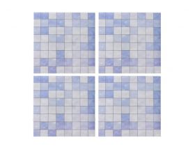 Autocolant decorativ Plaid, 15x15 cm, 8 piese, polipropilena, albastru