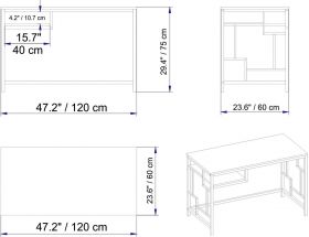 Birou, Hadley, Victory, 120x75x60 cm, Nuc negru