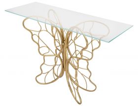 Consola Butterfly, Mauro Ferretti, 110x40x76 cm, fier, auriu