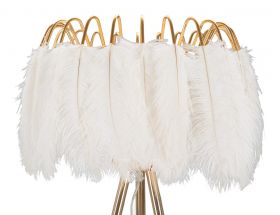 Lampadar Feather, Mauro Ferretti, Ø46 x 147 cm, 1 x E27, 40W, fier/plastic, auriu/alb