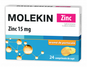 ZDROVIT MOLEKIN ZN 15MG PORTOCALE 24 COMPRIMATE DE SUPT