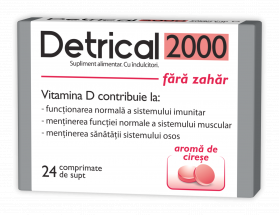 ZDROVIT DETRICAL D3 2000UI CIRESE FARA ZAHAR 24 COMPRIMATE.DE SUPT