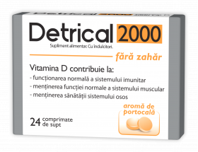 ZDROVIT DETRICAL D3 2000UI PORTOCALE FARA ZAHAR 24 COMPRIMATE.DE SUPT