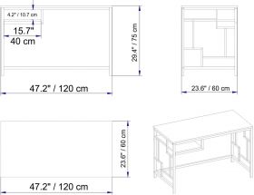 Birou Victory, Hadley, 120x60x75 cm, PAL, auriu/alb