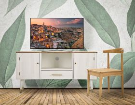 Comoda TV, Matera, Mauro Ferretti, 117 x 40 x 60 cm, lemn frasin/lemn pin/MDF/fier, alb/maro