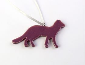 Decoratiune Craciun - Ceramic Fox on String, liliac 6x2cm | Drescher