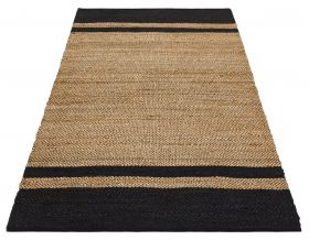 Covor de hol, Ech 07 Natural Black, 200x300 cm, Iuta, Negru/Bej