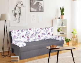 Canapea extensibila Alfi Grey 192x80x77 cm cu lada de depozitare, Magnolia